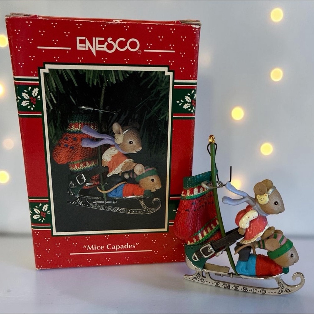 VTG Enesco Mice Capades 1993 Christmas Ornament Karen Hahn Design